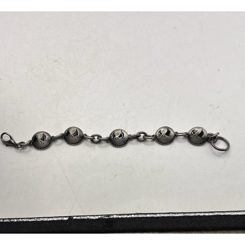 Jack Skeleton Silver Toned Link Bracelet Nightmare Before Christmas  8”